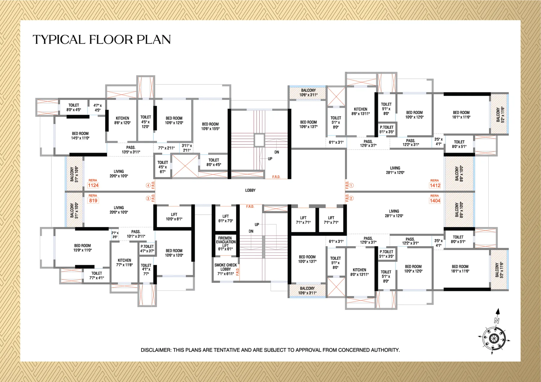 Typical floor plan of The Legend Goregaon West showing residence planning across the floor